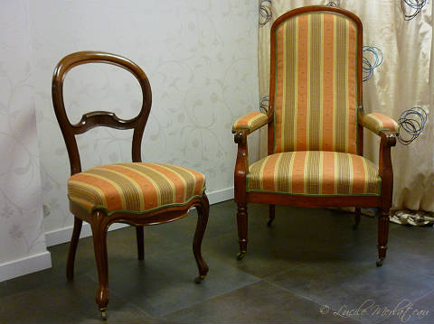 Voltaire & chaise de style <b>Louis-Philippe</b>, finition double-corde