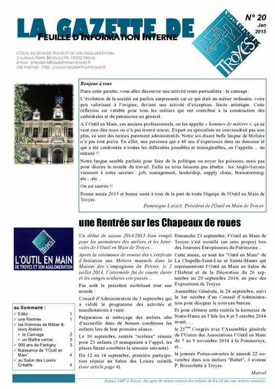 la Gazette de l'Outil en Main de Troyes